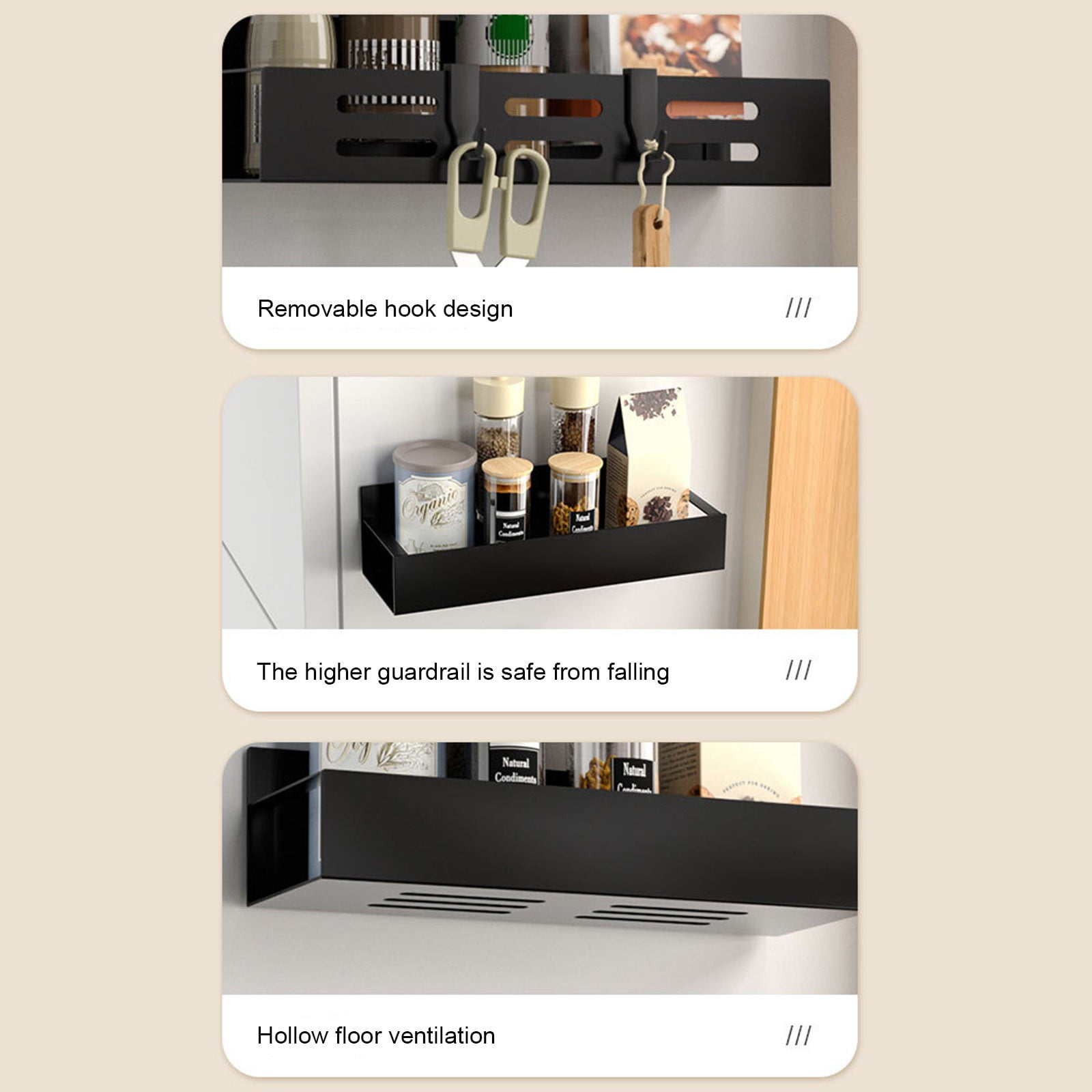 Magnetic Refrigerator Side Storage Rack, Wall Mounted Seasoning Organizer Shelf, Strong Magnetic Absorption Spice Holder for Kitchen Fridge Space Saving