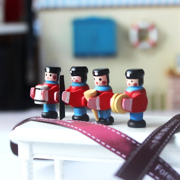 MLINS Drum Doll Mini Drummer Model Toy Mini House Decor Baby 2.5X1.7X1.7CM Red