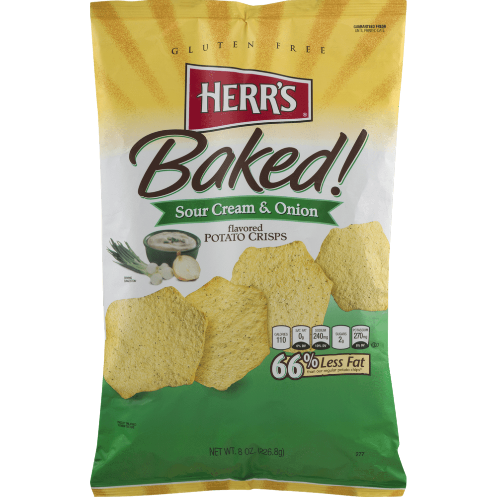 Herr's Sour Cream & Onion Baked Potato Crisps 8 oz. Bag (4 Bags