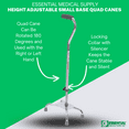 thumbnail image 3 of Essential Medical Supply Small Base Quad Cane in Silver - 4 Prong Base and Rubber TipsBrand owner, 3 of 7