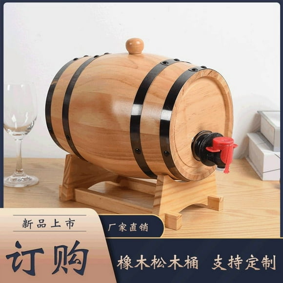 Dispensador de cerveza en barril, decantador, mini barril con soporte, cubo de whisky de roble de 1 l con grifo, recipiente de madera para vino tinto, para bar y restaurante.