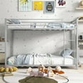 thumbnail image 2 of Gymax Twin Over Twin Low Metal Bunk Bed with Ladder Guardrails for Teens Adults Silver, 2 of 10