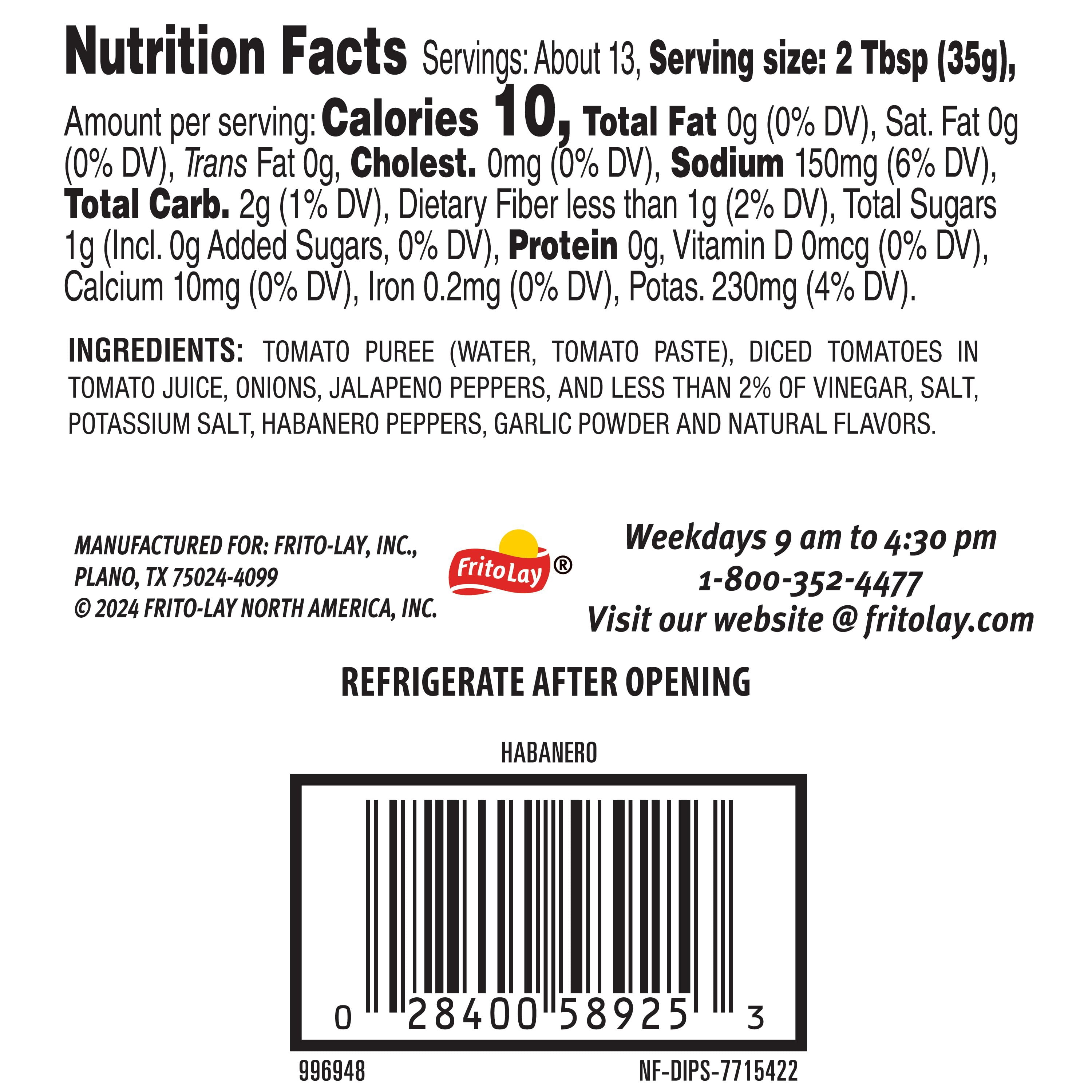 (3 pack) Tostitos Chunky Habanero Salsa, No Artificial Colors, No Artificial Flavors, 15.5 oz Jar