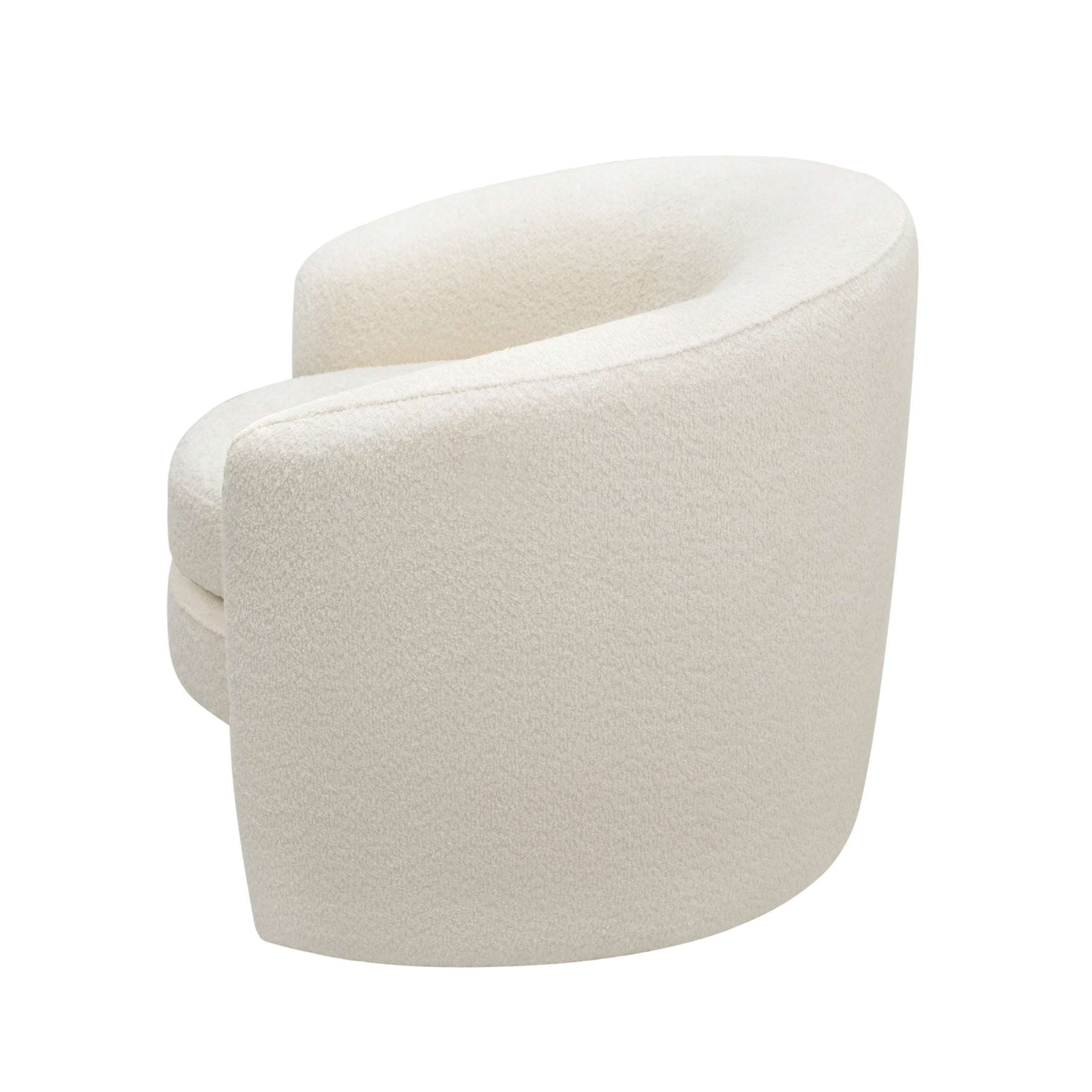 Ezra Luxurious Curved Back Boucle Upholstered Accent Chair, Ivory