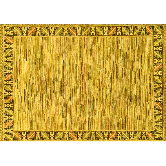 Ahgly Company Indoor Rectangle Abstract Yellow Modern Area Rugs, 7' x 9'