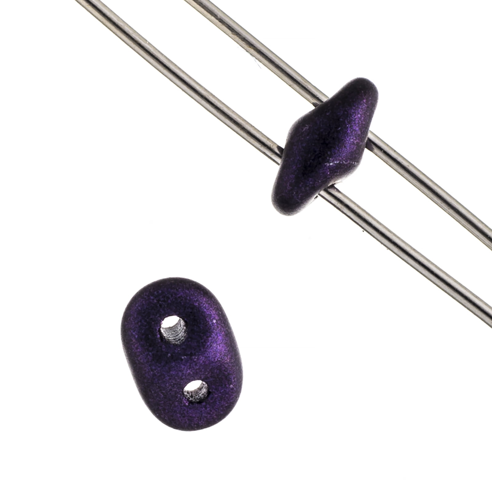 John Bead 100g Czech Glass Superduo 2-Hole Beads 2.5x5mm Jet Metallic Suede Purple