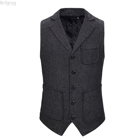 Bcfgryg Men's Suit Vest V Neck Silm Fit Solid Formal Suit Waist Coat Lightweight For Wedding Prom Business Vest For Men Black L
