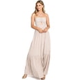 thumbnail image 2 of Flying Tomato Women's Halter Smocked Summer Stripe Maxi Dress (M, Taupe), 2 of 5
