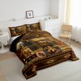 thumbnail image 3 of Feelyou Brown Bohemian Aztec Full Size Comforter Sets, Wildlife Bear Bedding Comforter Set, Rustic Patchwork Buffalo Reversible Bedding Sets, Microfiber Bedroom Decor, 3 Pieces, 3 of 8