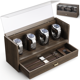 thumbnail image 3 of Organizador de caja de reloj Timcorr de madera de nogal con tapa acrílica grande, 3 of 8