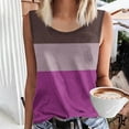 thumbnail image 3 of JTZGDY Cami Shirts for Women Loose Fit Casual Summer Sleeveless Round Neck Striped Color Block Print Tank Tops Trendy Cozy Beach Vacation Tees Blouse A01-Hot Pink S, 3 of 5