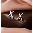 thumbnail image 6 of Solid 925 Sterling Silver CZ Cuff Piercing Stud Earrings Wraps for Women Teens X Criss Cross Cuff Earrings Huggie Hoops, 6 of 7