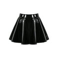thumbnail image 5 of CHICTRY Womens Glossy Patent Leather Flared Skirt A-Line Mini Skirt for Club Performance, 5 of 7