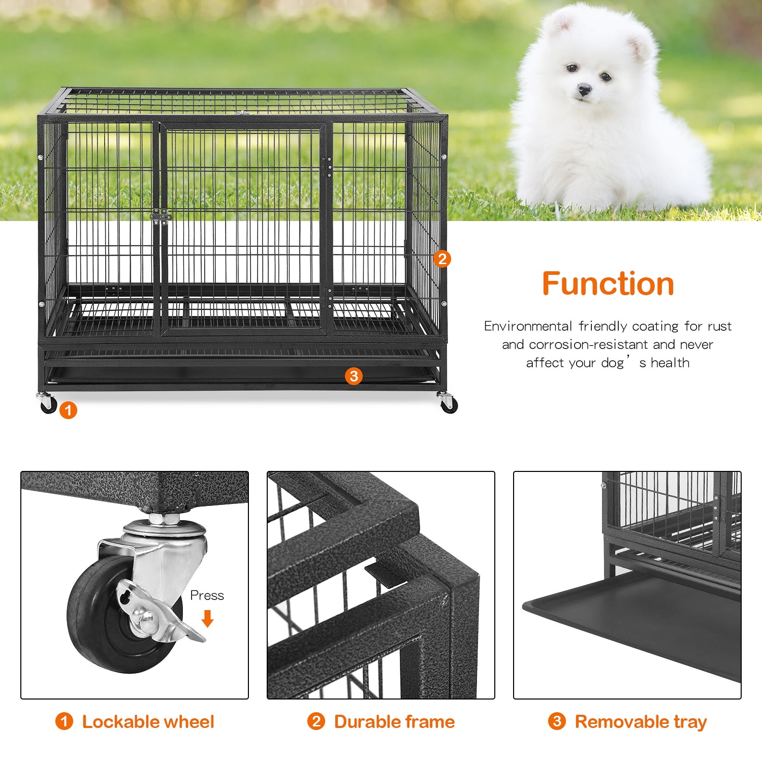 Buy BestPet 48 inch Heavy Duty Dog Cage Large Dog Crate Strong Metal