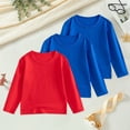 thumbnail image 2 of Ulanda 3 Pack Toddler Girls Cotton Long Sleeve T-Shirt Crewneck Solid Color Boys Kids Soft Basic Tees for 1-11 Years (Red, 6-7 Years), 2 of 9