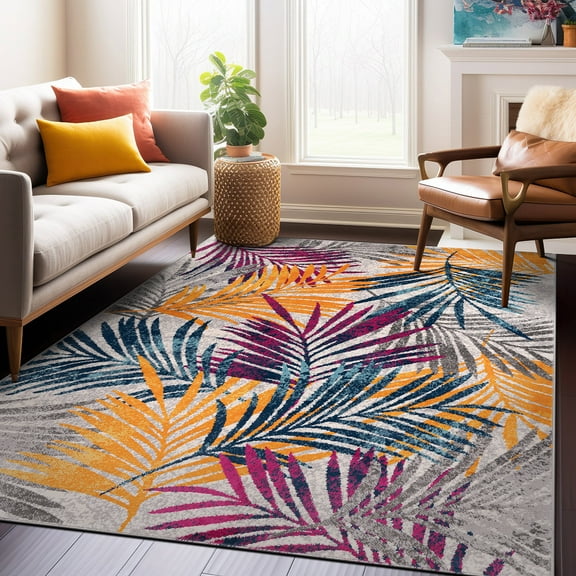 World Rug Gallery Edinburgh Floral Leaves Area Rug - Multi 7'10"x10'