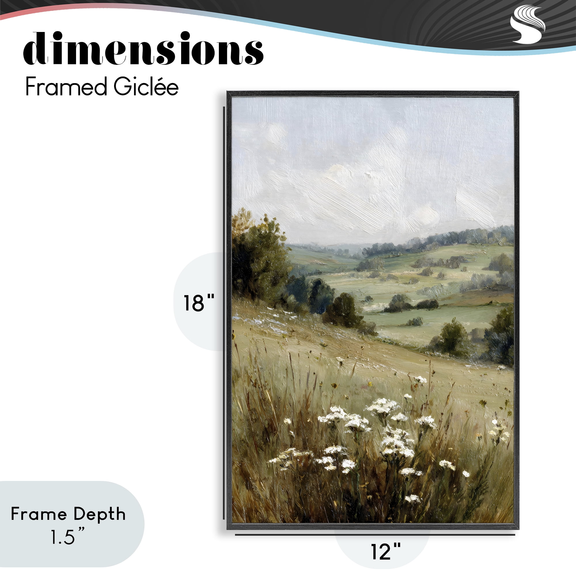 Stupell Industries Hill of White Flowers Black Framed Giclee Art, design by Petal Prints Design