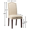 thumbnail image 4 of High Back Fabric Upholstered Dining Chairs with Nailhead Trim, Beige, Set of 2, 4 of 8