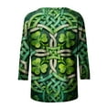 thumbnail image 5 of Mceream St Patricks Day Chandail pour Femmes Drôle Manches 3/4 Hauts Mignons Décontractés Col Rond T-Shirts Graphiques Trèfle Imprimé Floral 2026 Hauts Chemisiers Grande Taille Vert P, 5 of 5