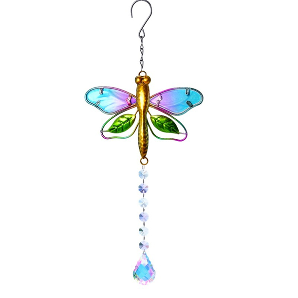 Libélula, prisma de cristal decorativo, luz diurna para ventana, jardín, decoración colgante de pared