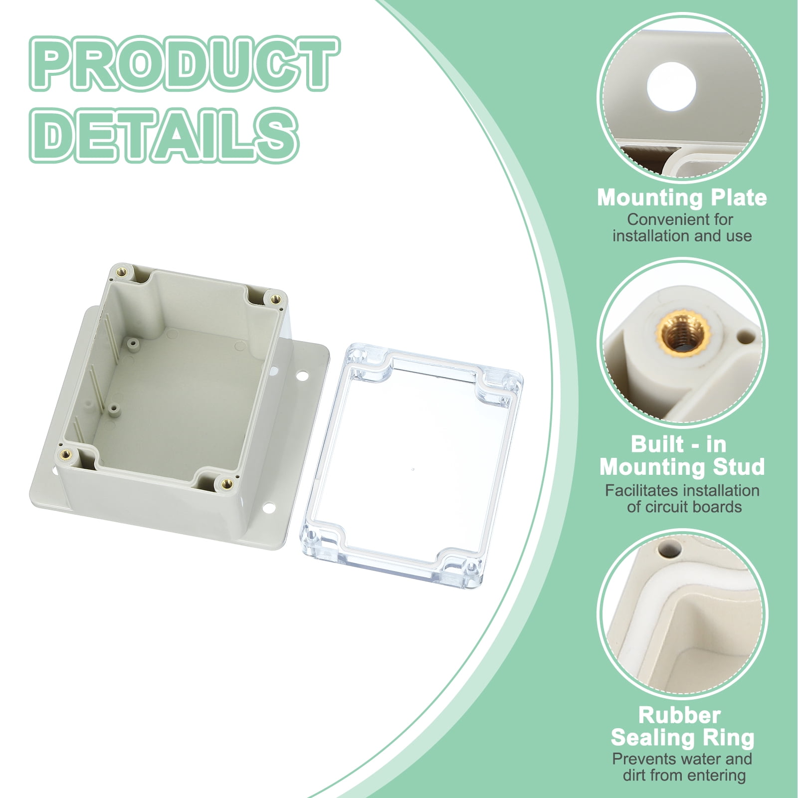 Uxcell Junction Box, Electrical Enclosure Box ABS Plastic Waterproof Outlet Plug Cover Cord Protector with Mounting Plate for Outdoor Indoor Electric Projects White/Transparent 115 x 90 x 68 mm