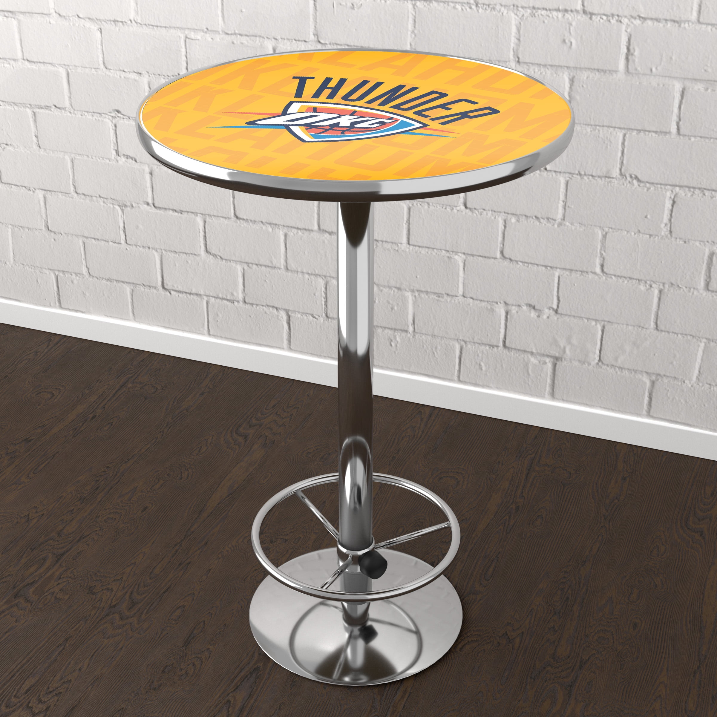 Oklahoma City Thunder City Bar Table with Adjustable Footrest and Acrylic Top