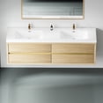 thumbnail image 3 of 72" Bathroom Vanity With Sink, Floating Storage Cabinet. Natural Oak, Stone Resin Countertop, Soft Close Drawers, Substantial Volume, U-shape Drain, Invisible Handle, E1 Grade Panels Sink , Oak, 3 of 6