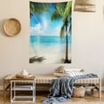 thumbnail image 2 of Tropical Beach Tapestry, Coconut Palm Trees Shadows On Caribbean Shore Summer Plants Idyllic, Wall Hanging for Bedroom Living Room Dorm Decor, 60W X 80L Inches, Aqua Coconut Green, by Ambesonne, 2 of 5