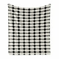 thumbnail image 1 of Geometric Soft Flannel Fleece Throw Blanket, Minimalist Style Abstract Circle on a Row Tribal, Cozy Plush for Indoor and Outdoor Use, 60" x 80", Ivory Black, by Ambesonne, 1 of 6