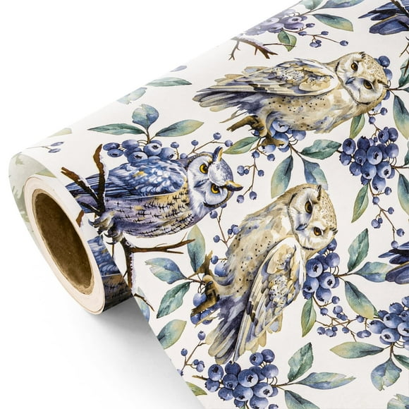 Rollo de papel de regalo WRAPAHOLIC en miniatura, 43 x 10 m, diseño de búho en invierno