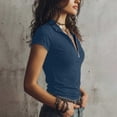 thumbnail image 6 of Babysbule Women Zip Mock Neck Set-In Short Sleeve Pullover Regular Fit Casual Tee for Spring Summer Sport Daily Vacation Outfits, 6 of 7