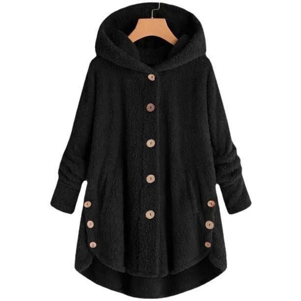 Abrigo de otoño invierno para mujer, cálido abrigo de oso de peluche, chaqueta de lana, abrigo de felpa para mujer, chaqueta con capucha, nuevos abrigos para mujer, chaqueta de Color sólido