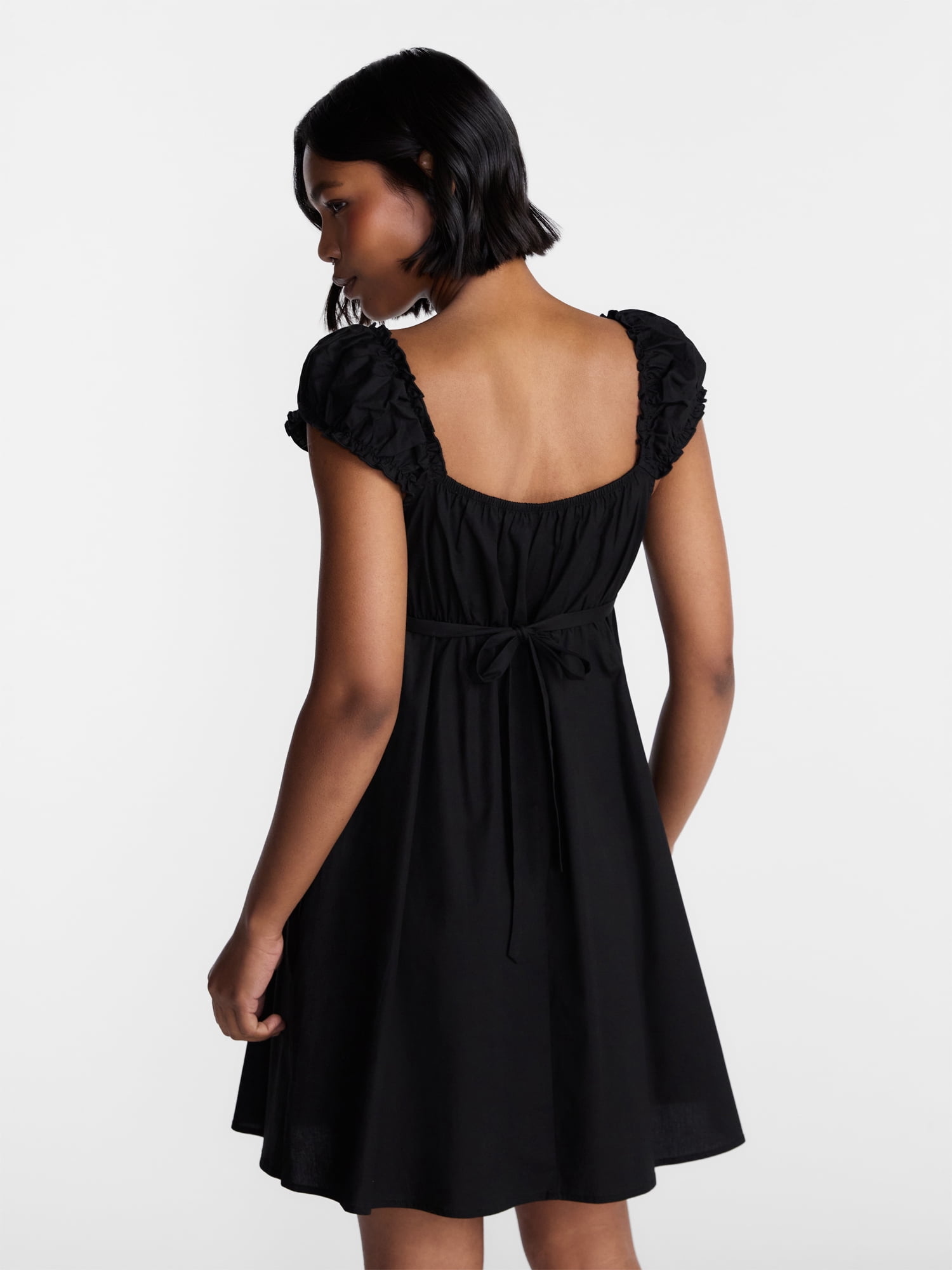 No Boundaries Poplin Fit and Flare Mini Dress, Women's XXS-XXL