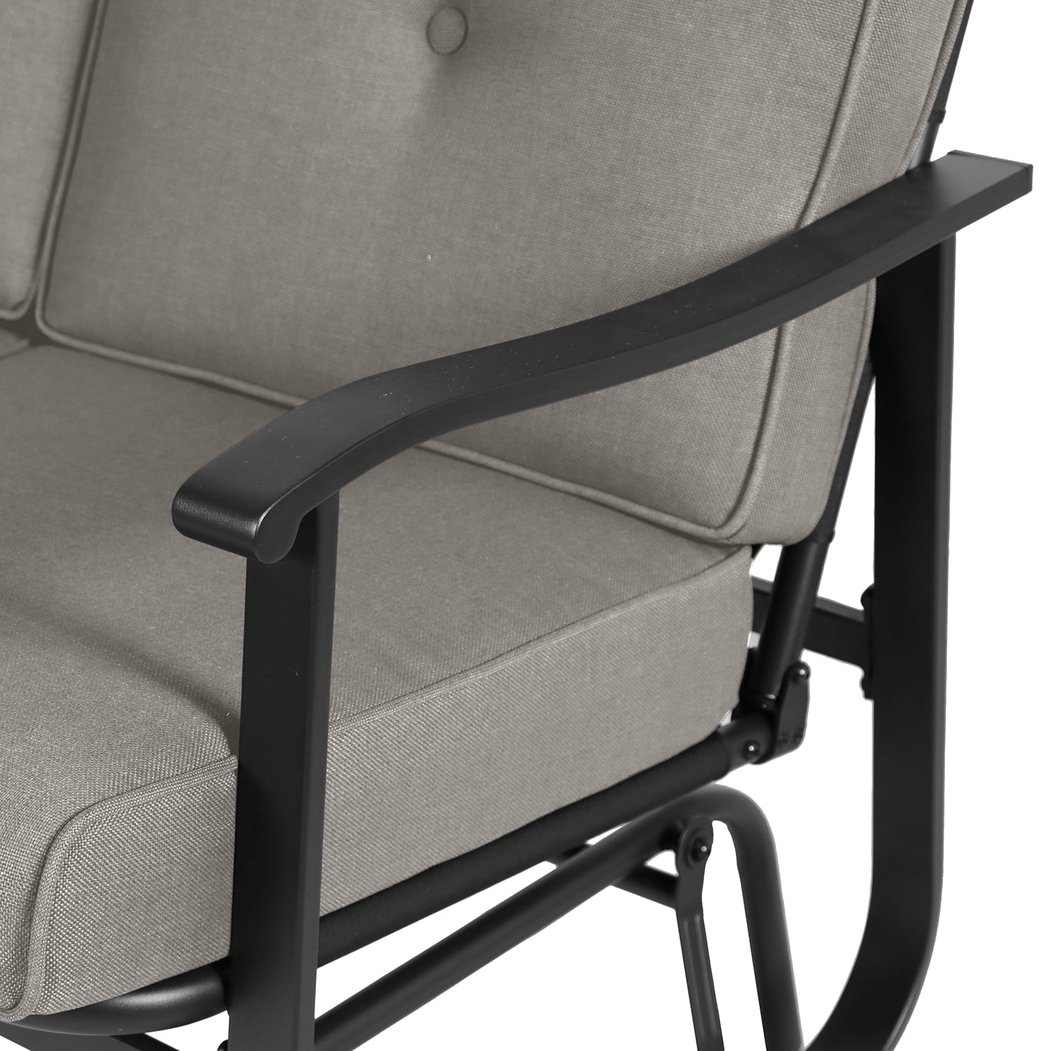 Mainstays Belden Park Outdoor Furniture Patio 2-Person Glider Bench with Cushions, Beige