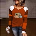 thumbnail image 2 of Camisas de Acción de Gracias Para Mujer Otoño Invierno Pulóver Blusa Estampado Bloque de Color Cuello Redondo Entrenamiento Rayas Costura Manga Larga Erógeno Tops Odeerbi ODB122356, 2 of 4