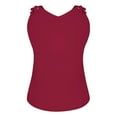 thumbnail image 5 of Womens Tank Tops $4.98 Plus Size Solid Sleeveless V-Neck Bow Casual Tank Vest Wine L, 5 of 6