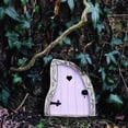 thumbnail image 3 of Fairy Door for Trees, Curved Irregular Carved Wooden Fairy Door Ornament, Miniature Fairy Garden Outdoor Decor Accessories, Fairy Elf Door Ornaments Fairy Tale Courtyard Miniature Scene Decoration, 3 of 5