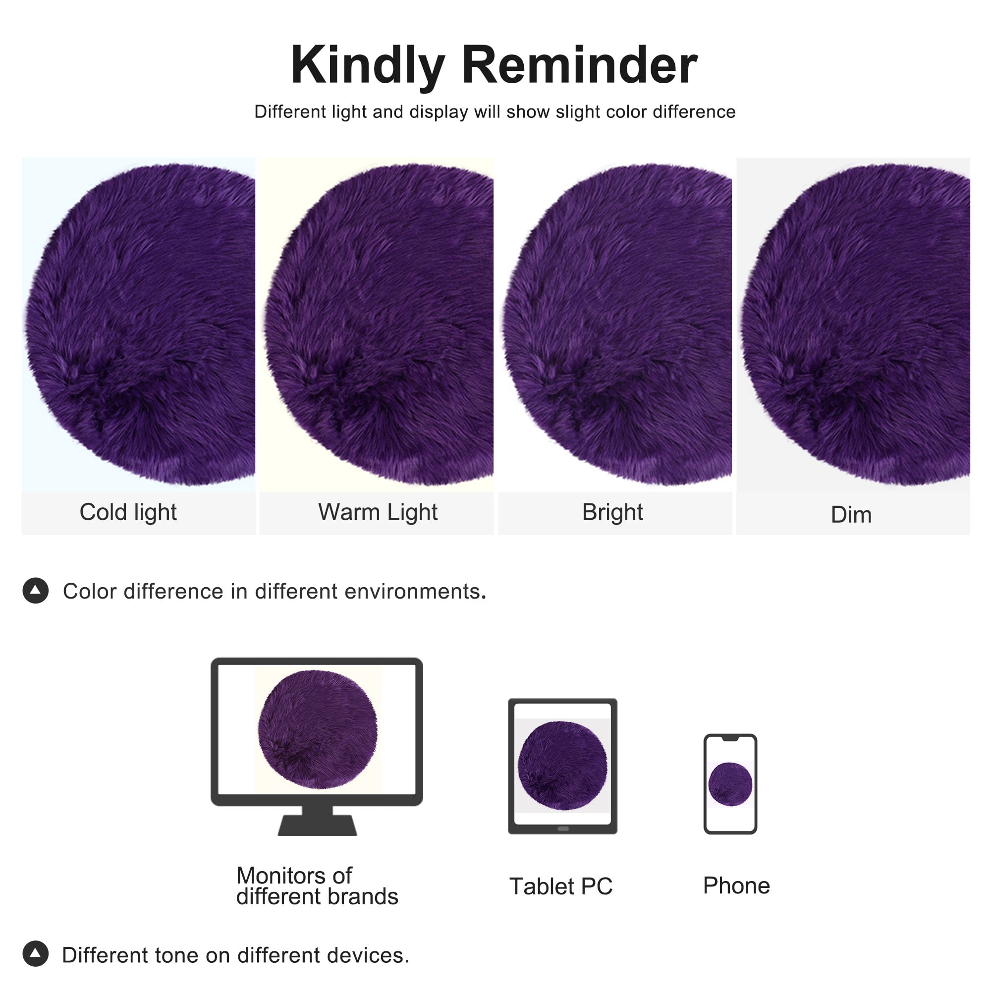 Unique Bargains Artificial Animal Wool Soft Faux Fur Sheepskin Plush Area Rug Purple 2x2 Feet Round