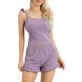 thumbnail image 2 of Mialoley Femmes 2 Pièces Ensemble de Pyjama Ensemble Cami Sans Manches Shorts Décontractés Ensembles de Vêtements de Nuit, 2 of 9