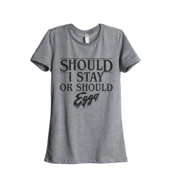 Thread Tank Should I Stay Or Should I Eggo Women's Relaxed Crewneck T-Shirt Tee Heather Grey Small