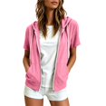 thumbnail image 2 of Short Sleeve Hoodies for Women Summer Fall Lightweight Zip Up Sweatshirt with Pockets Casual Jacket Outerwear, 2 of 7