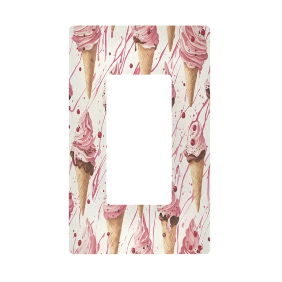 Yayeee Rocker Switch Wall Plate 1-Gang 4.6"x2.9" Home Decorative Outlet Cover, Pink Ice Cream Pattern