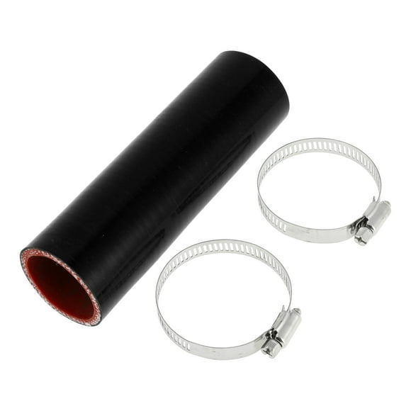 Unique Bargains 1 Set 38mm/1.5" ID 150mm/5.91" Length 0 Degree Black Red Silicone Hose with Clamps Coolant Hose Universal