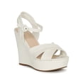 thumbnail image 1 of Women's Criss Cross Open Toe Crocodile Embossed Wedge Heel Sandal 19733, 1 of 6