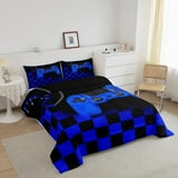 Erosebridal Blue Gaming Comforter Set Gamer Comforter Teens Video Game Decor Bedding Set 2 Piece Console Game Controller Quilted Duvet Set Soft Black