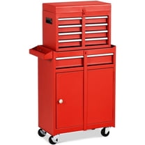 Pemberly Row 5-Drawer Rolling Tool Chest Cabinet Metal Tool Storage Box in Red