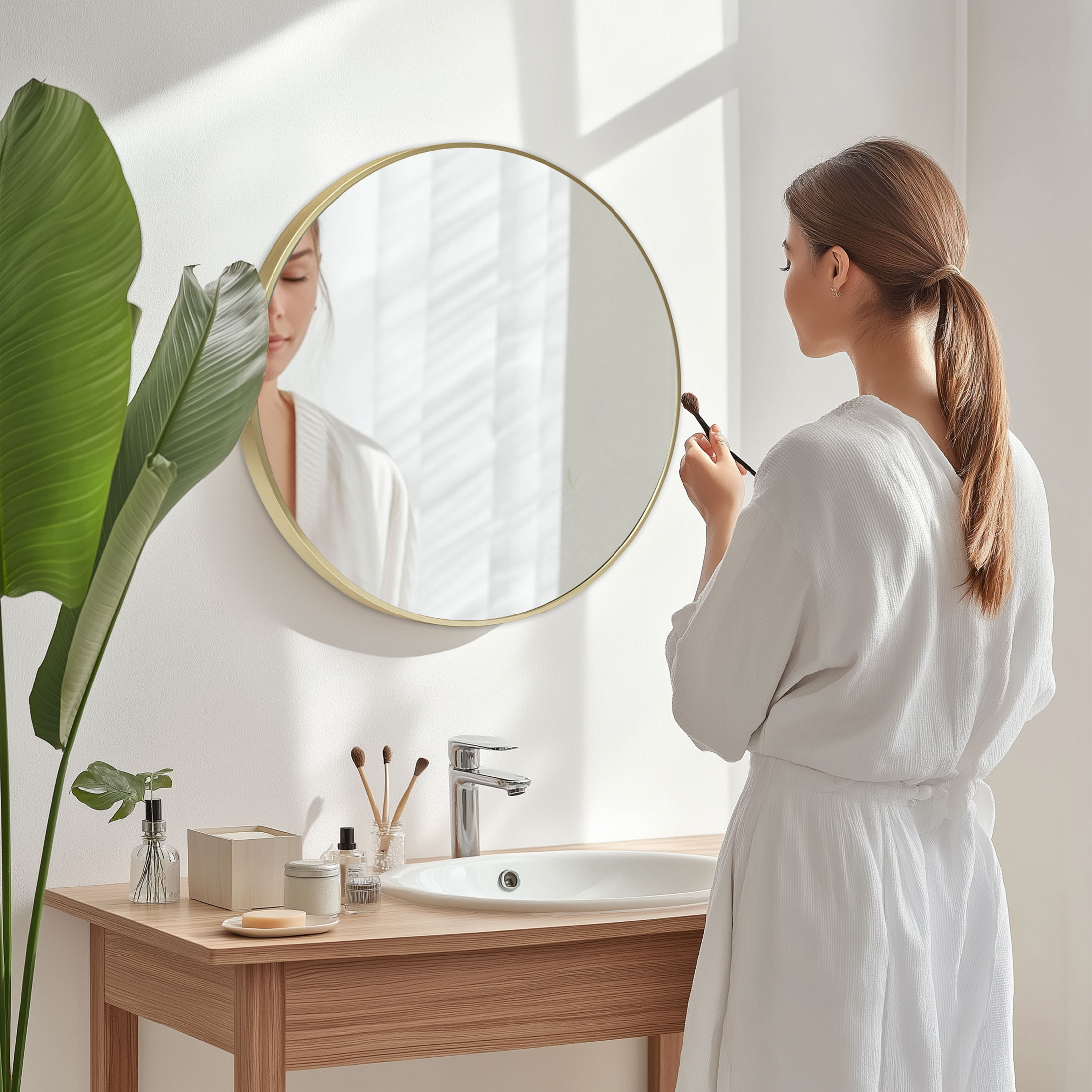 Edx 24 Round Wall Mirror, Gold photo 6
