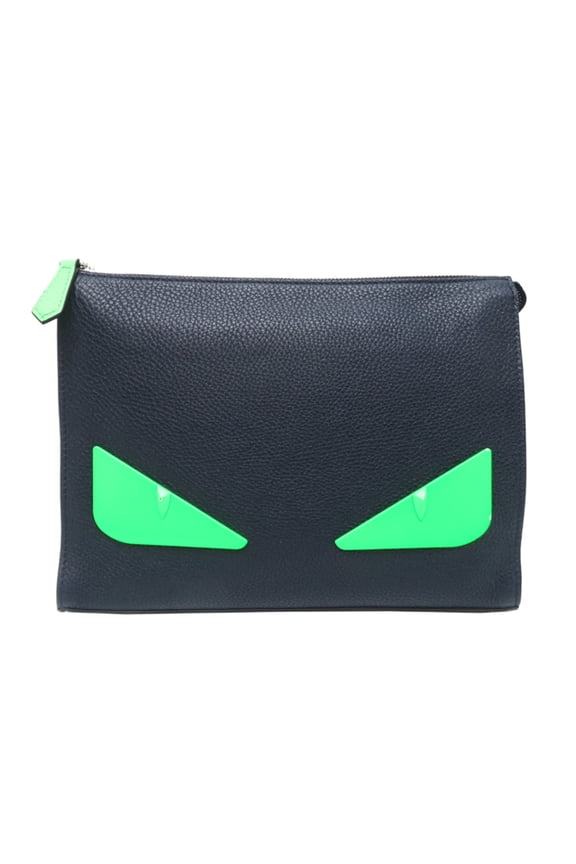 Pre-Owned Fendi Bugs Clutch Bag, Women's/Men's Second 7VA433, Leather, Navy
