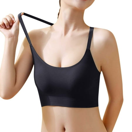 

hanzidakd Womens Full Coverage Bras Beauty Back Underwear Thin Seamless No Steel Ring Push Up Vest Bra