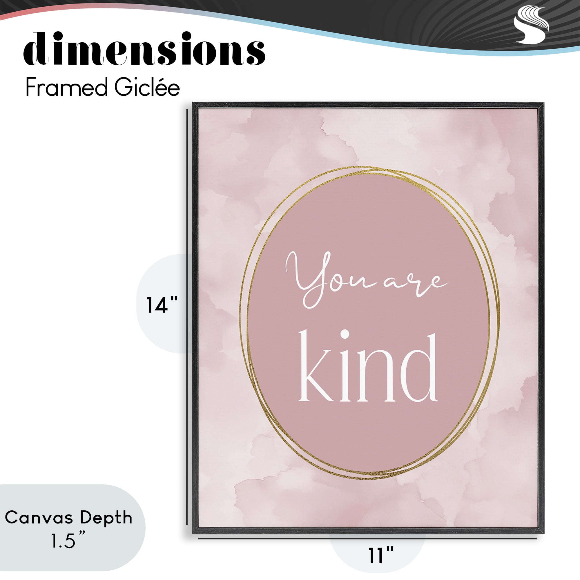 Stupell Industries Pink Golden Affirmation Black Framed Giclee Art, design by Christine Simpson Art